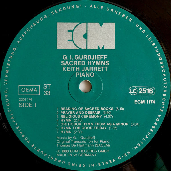 G. I. Gurdjieff* - Keith Jarrett : Sacred Hymns (LP, Album)