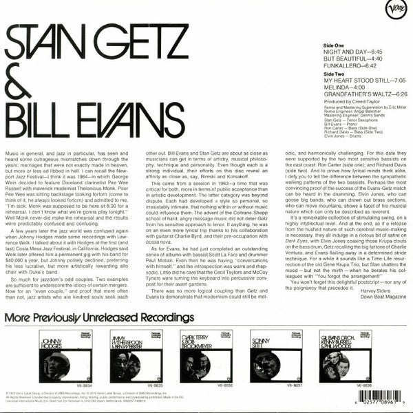 Stan Getz, Bill Evans : Stan Getz & Bill Evans (LP, Album, Mono, RE)