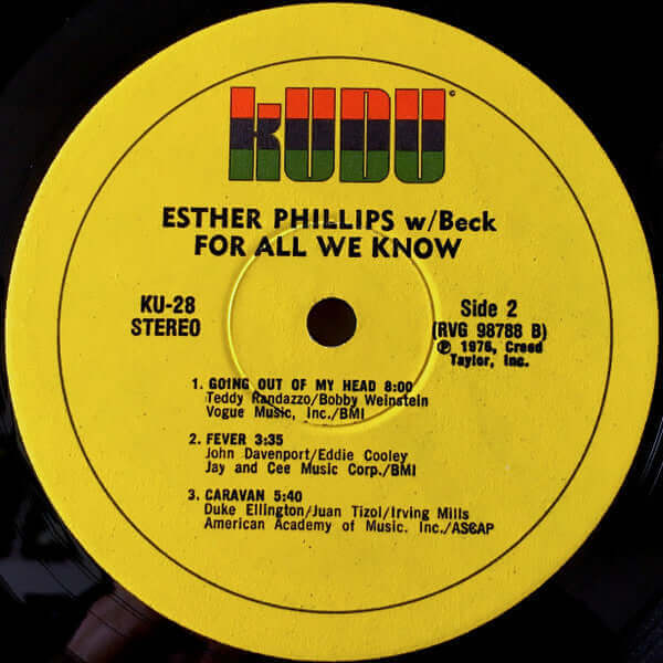 Esther Phillips With Joe Beck ~ For All We Know (Vinyl) - Djungel & Jazz