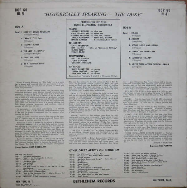 Duke Ellington : Historically Speaking - The Duke (LP, Album, Mono)