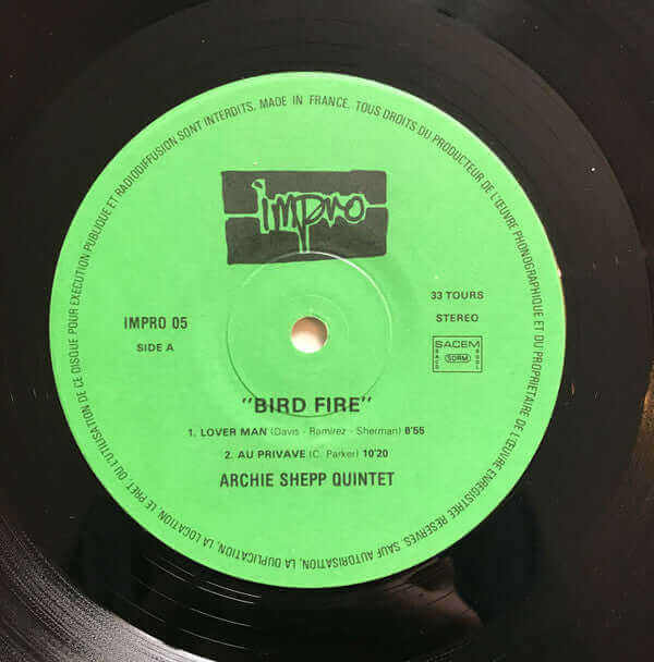 Archie Shepp Quintet : Bird Fire (Tribute to Charlie Parker) (LP, Album)