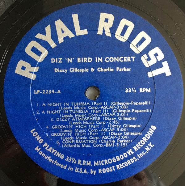 Dizzy Gillespie & Charlie Parker : Diz 'N' Bird In Concert (LP, Comp, Mono, RE)