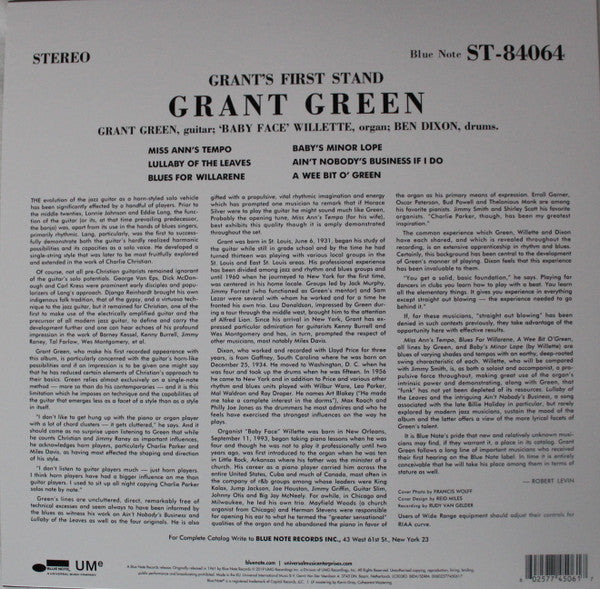 Grant Green : Grant's First Stand (LP, Album, RE, 180)