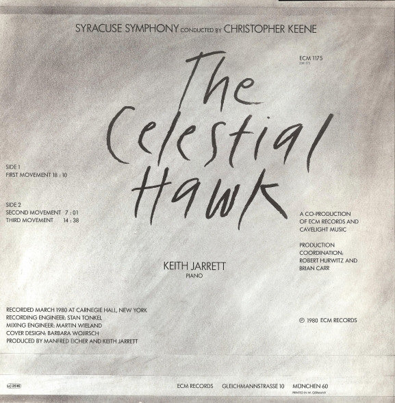 Keith Jarrett : The Celestial Hawk - For Orchestra, Percussion And Piano (LP, Album)