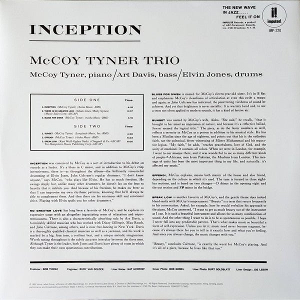 McCoy Tyner Trio : Inception (LP, Album, RE)