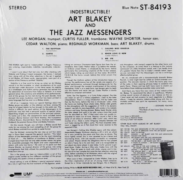 Art Blakey & The Jazz Messengers : Indestructible! (LP, Album, RE, 180)