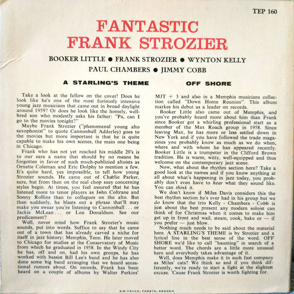 Frank Strozier : Fantastic (7", Single, Tri)