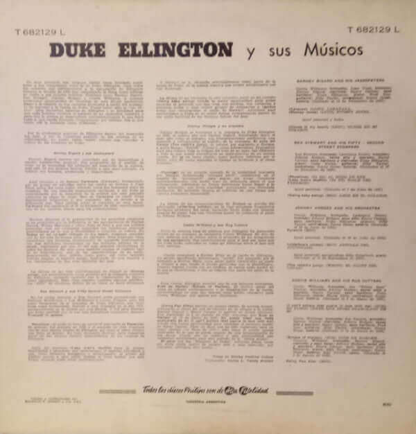 Duke Ellington Y Sus Musicos Rex Stewart, Barney Bigard, Cootie Williams, Johnny Hodges : Duke Ellington Y Sus Músicos (LP, Comp)