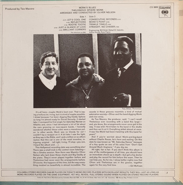 Thelonious Monk : Monk's Blues (LP, Album, RE)