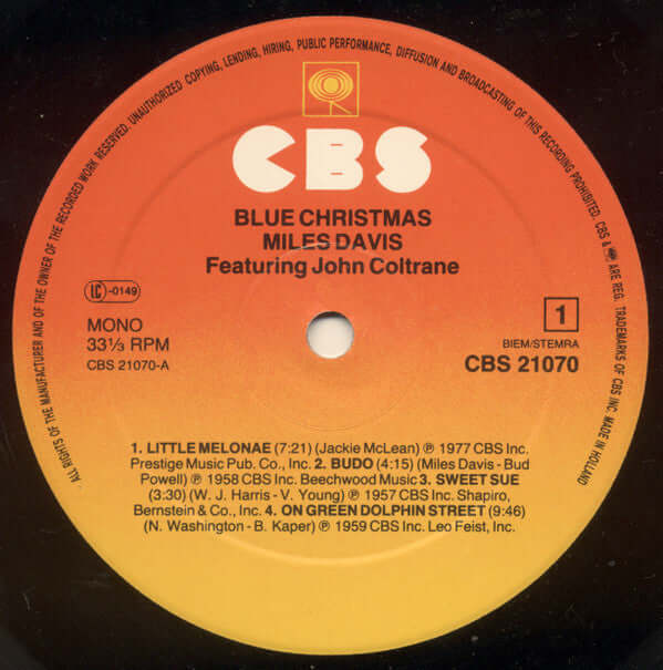 Miles Davis : Blue Christmas (LP, Comp, Mono)