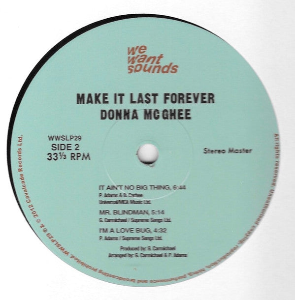 Donna McGhee : Make It Last Forever (LP, Album, RE, RM)