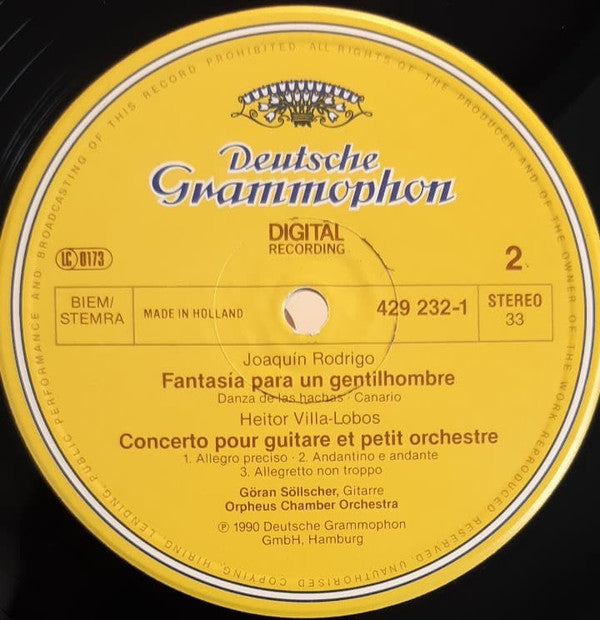 Rodrigo*, Villa-Lobos*, Göran Söllscher, Orpheus Chamber Orchestra : Concierto De Aranjuez, Fantasia Para Un Gentilhombre (LP)