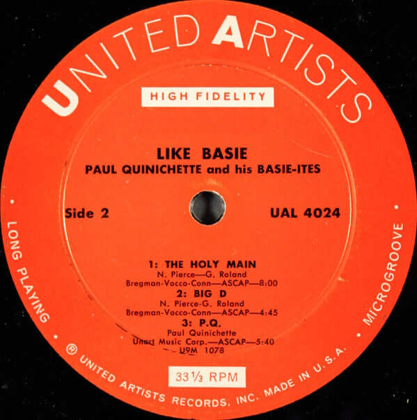 Paul Quinichette And His Swingtette : Like Basie! (LP, Album, Mono)