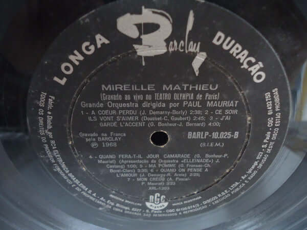 Mireille Mathieu : En Direct De L'Olympia (LP, Album)