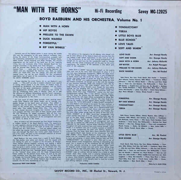 Boyd Raeburn And His Orchestra : Man With The Horns (LP, Album, Mono, RE, RM)