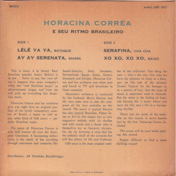 Horacina Corréa E Seu Ritmo Brasileiro : Horacina Corréa E Seu Ritmo Brasileiro (7", EP, Mono)