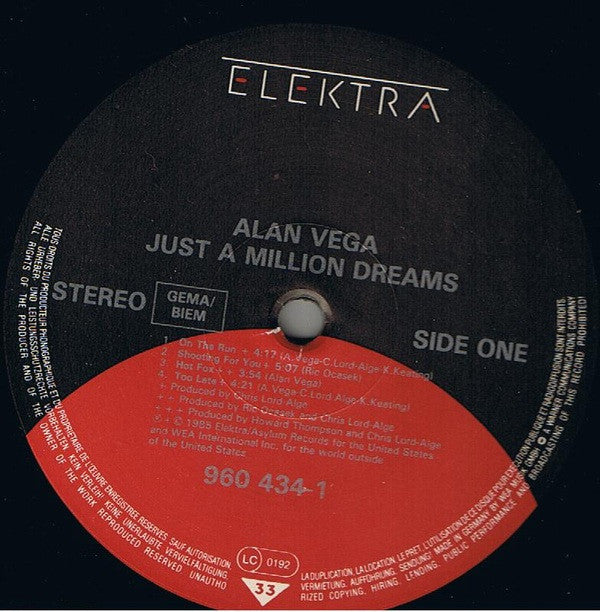 Alan Vega : Just A Million Dreams (LP, Album)