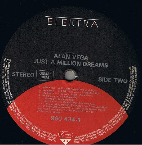 Alan Vega : Just A Million Dreams (LP, Album)