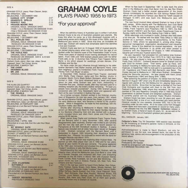 Graham Coyle : Plays Piano 1955-1973 "For your approval" (LP, Comp)