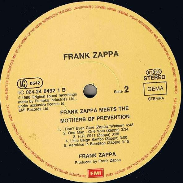 Frank Zappa : Frank Zappa Meets The Mothers Of Prevention (European Version) (LP, Album)