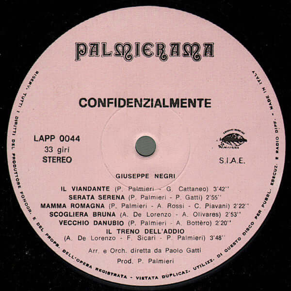 Giuseppe Negri : Confidenzialmente (LP, Album)