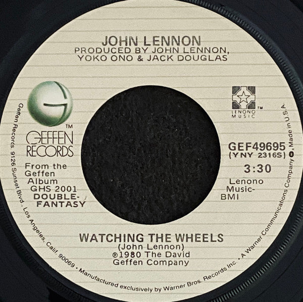 John Lennon : Watching The Wheels (7", Win)
