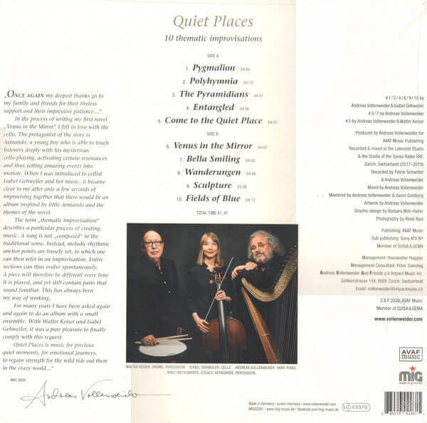 Andreas Vollenweider Featuring Isabel Gehweiler : Quiet Places (LP)