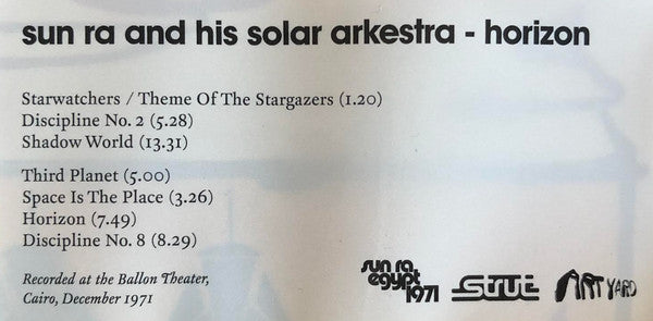 Sun Ra And His Solar Arkestra ~ Horizon (Vinyl) - Djungel & Jazz