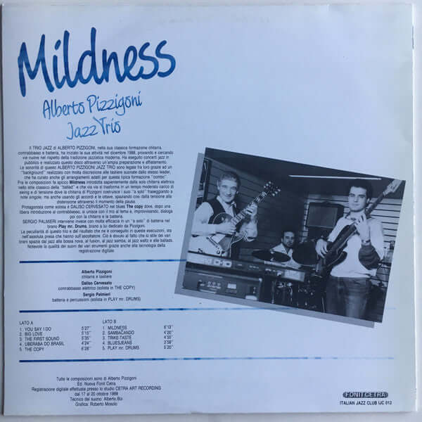 Alberto Pizzigoni Jazz Trio : Mildness (LP, Album)