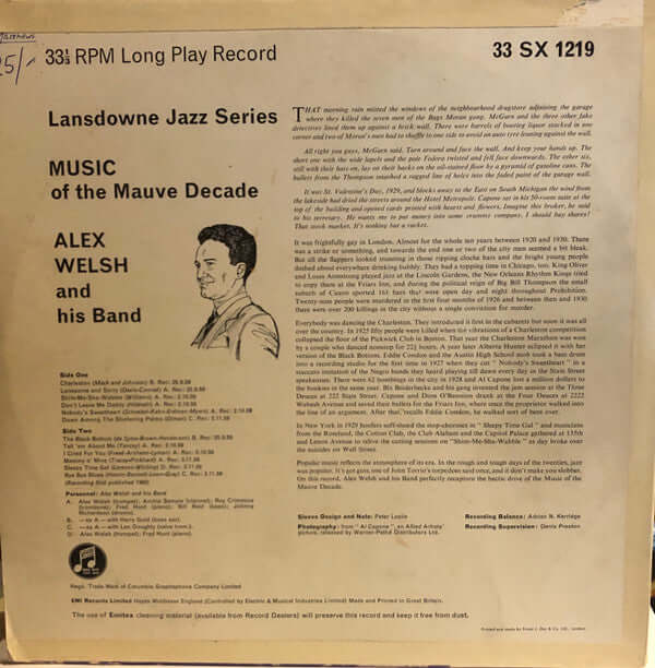 Alex Welsh & His Band : Music Of The Mauve Decade (LP, Album, Mono)
