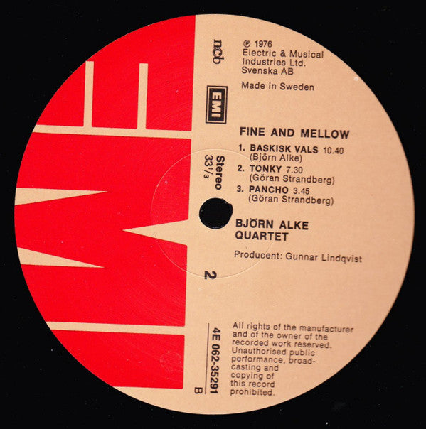 Björn Alke Quartet* : Fine And Mellow (LP, Album)