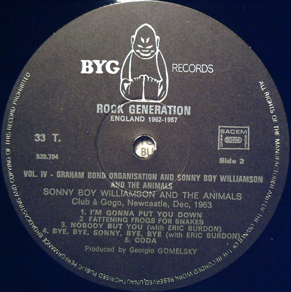 The Graham Bond Organization / Sonny Boy Williamson (2) + The Animals : Rock Generation Vol. 4 Graham Bond - The Beginning Of Jazz-Rock (LP, Comp)