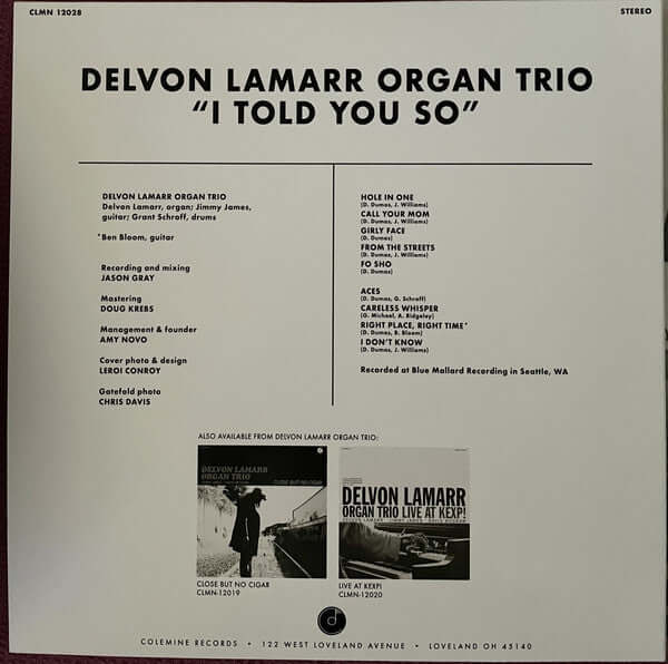 Delvon Lamarr Organ Trio : I Told You So (LP, Album, Gat)