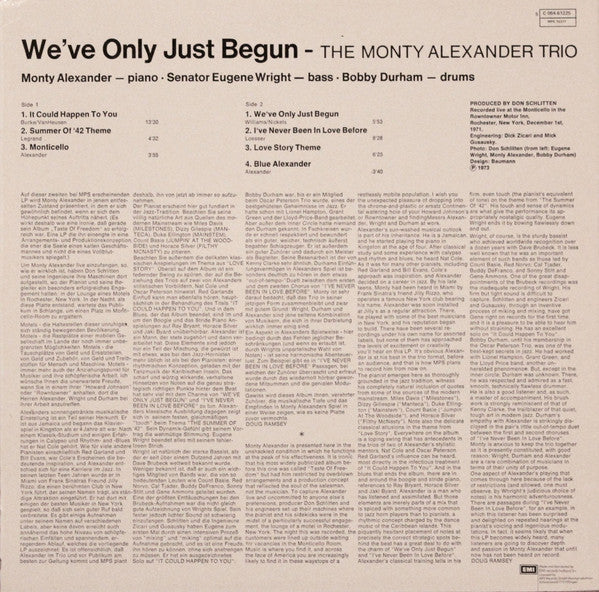 The Monty Alexander Trio : We've Only Just Begun (LP, Album, RE)