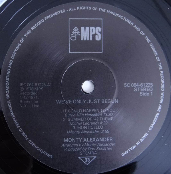 The Monty Alexander Trio : We've Only Just Begun (LP, Album, RE)