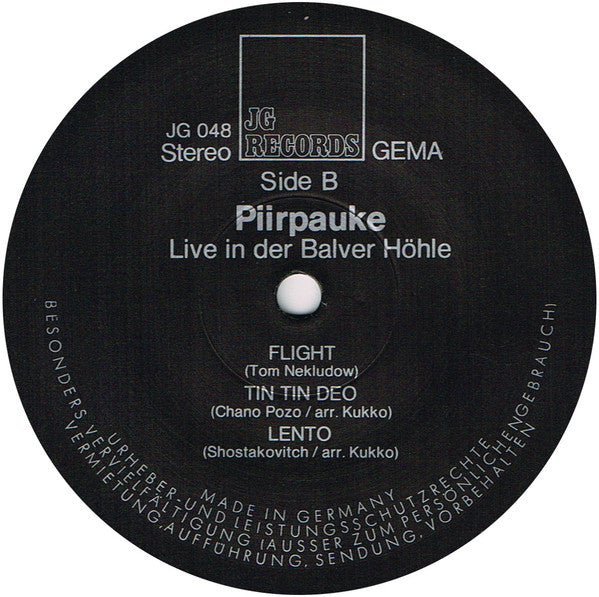Piirpauke : Live In Der Balver Höhle (Suomi-Jazz From The Folk Roots) (LP, Album)