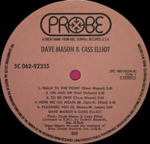 Dave Mason & Cass Elliot : Dave Mason & Cass Elliot (LP, Album, Gat)