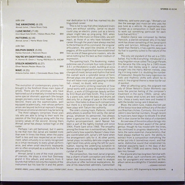Ahmad Jamal Trio - The Awakening (Vinyl, LP, Album, Limited 