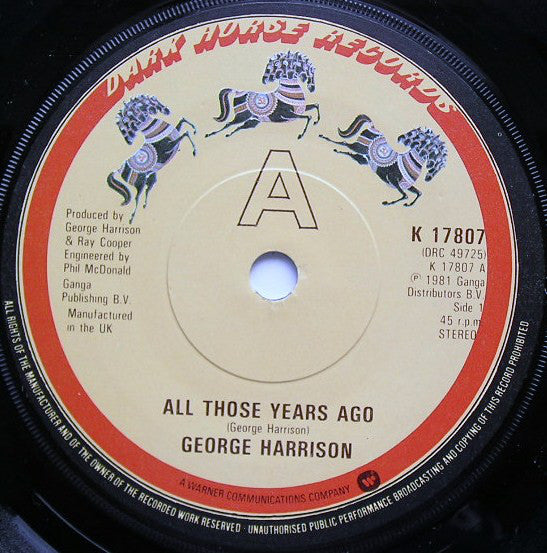 George Harrison : All Those Years Ago (7", Single)