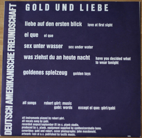 Deutsch Amerikanische Freundschaft : Gold Und Liebe (LP, Album)
