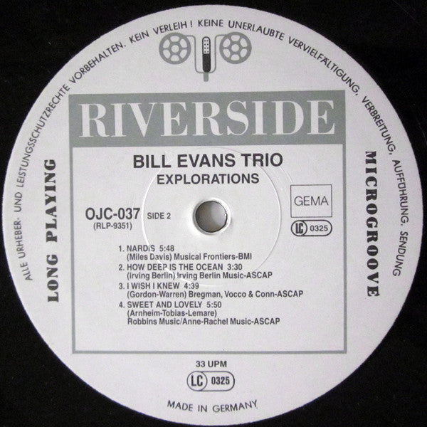 The Bill Evans Trio : Explorations (LP, Album, RE)