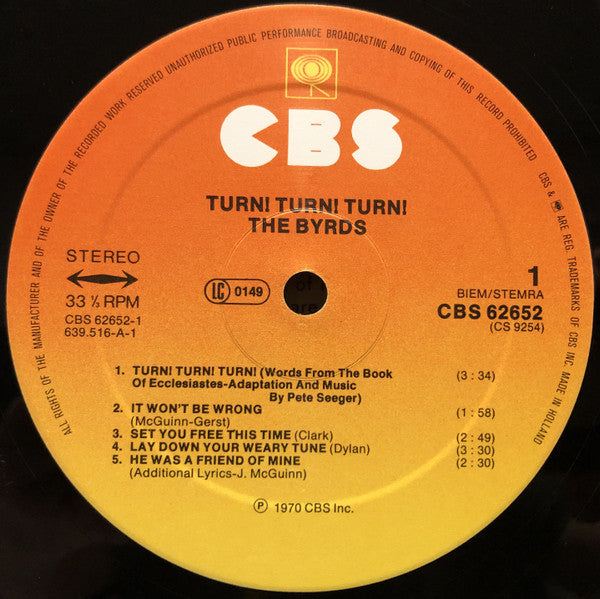 The Byrds : Turn! Turn! Turn! (LP, Album, RE)