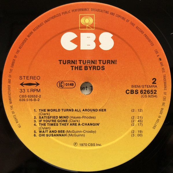 The Byrds : Turn! Turn! Turn! (LP, Album, RE)