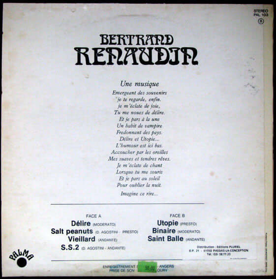 Bertrand Renaudin : Délire Et Utopie (LP, Album)