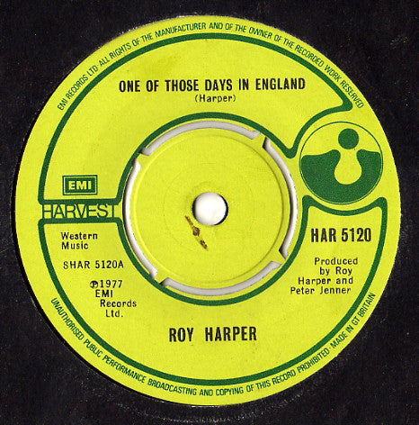 Roy Harper : One Of Those Days In England (7")
