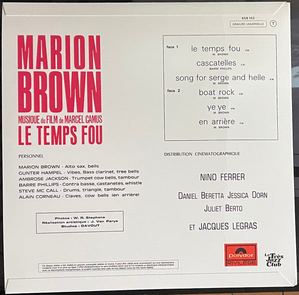 Marion Brown : Le Temps Fou (LP, Album, RE)
