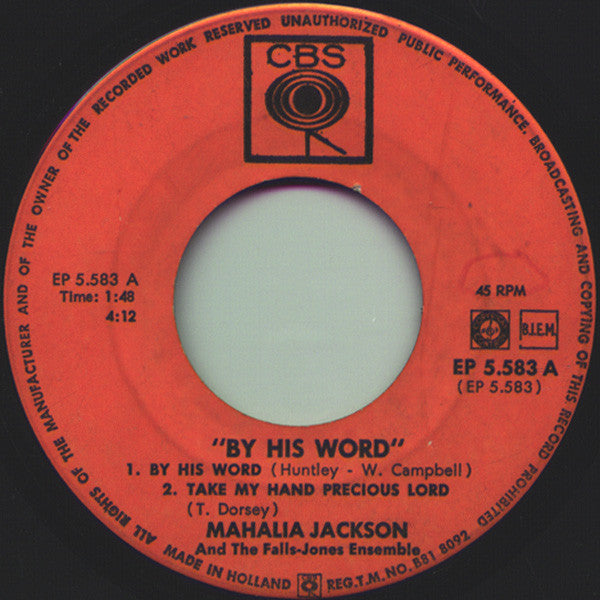 Mahalia Jackson And The Falls-Jones Ensemble : By His Word (7", EP)