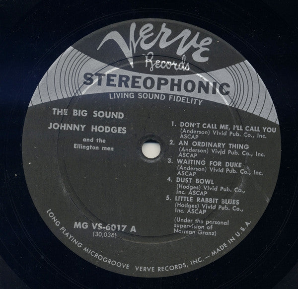 Johnny Hodges And The Ellington Men* : The Big Sound (LP, Album)