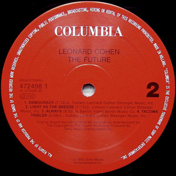 Leonard Cohen : The Future (LP, Album)