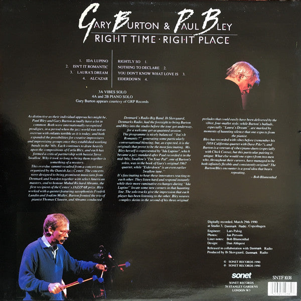 Gary Burton / Paul Bley : Right Time - Right Place (LP)